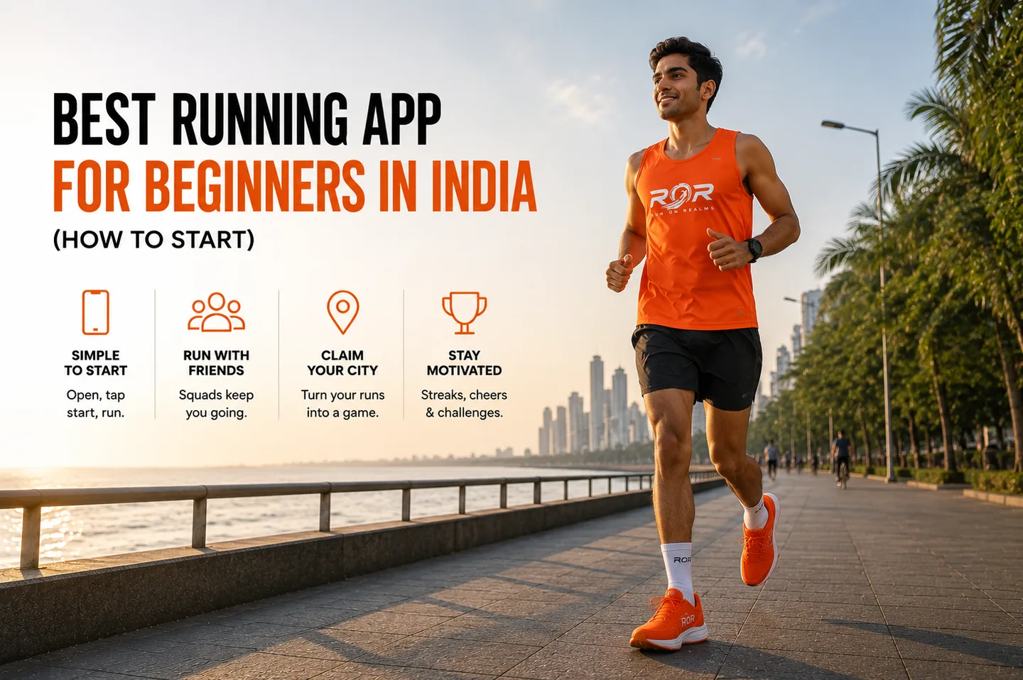 A new runner lacing up at the start of a city run